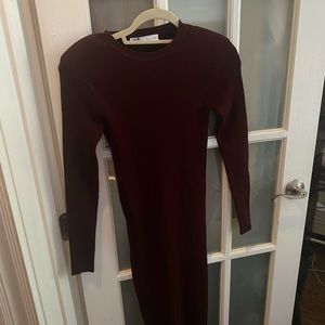 Zara Maroon Midi knit body con dress - Never worn
